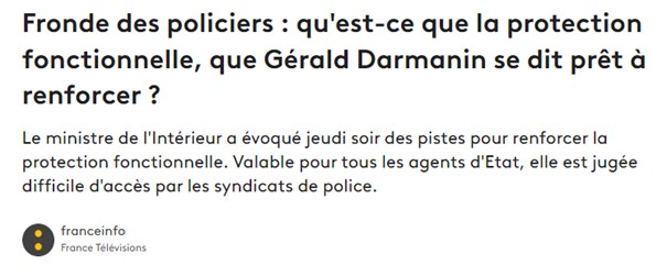Maître Alexiane RENOU répond aux questions de France Info sur la Protection fonctionnelle